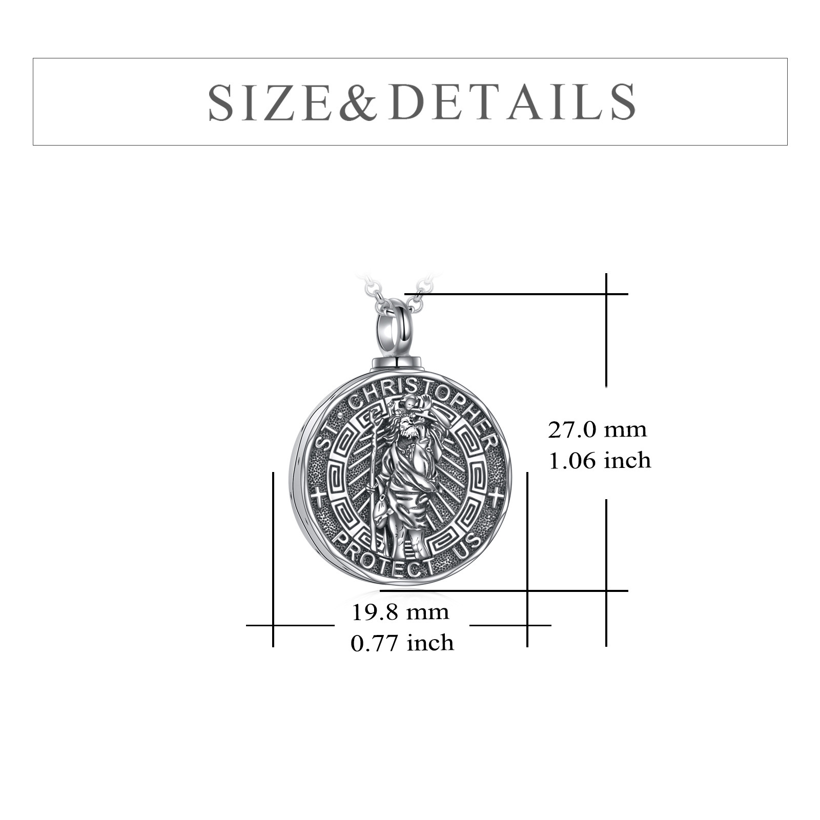 Sterling Silver Saint Christopher Urn Necklace, Memorial Gift